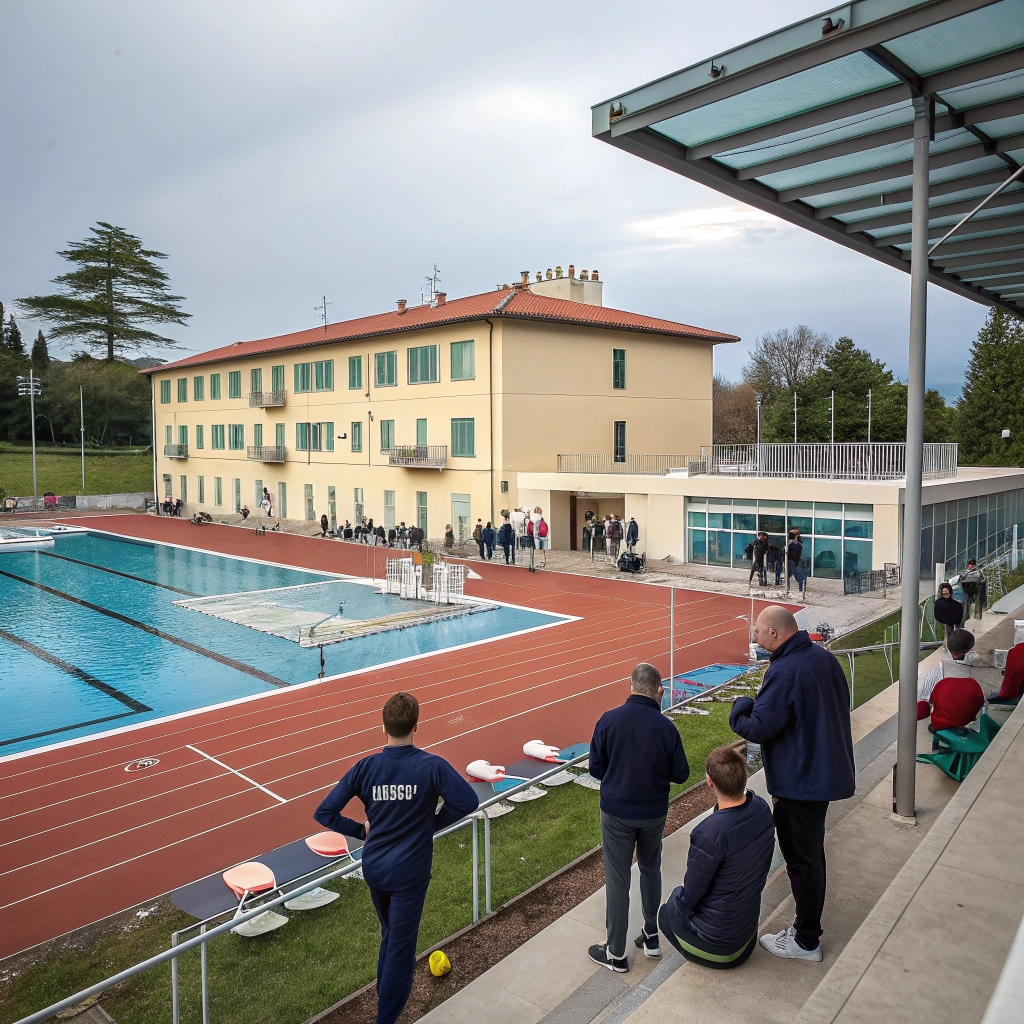 Riunione tecnica tra allenatori e dirigenti in società sportiva multisport per definire valori condivisi e coinvolgere genitori