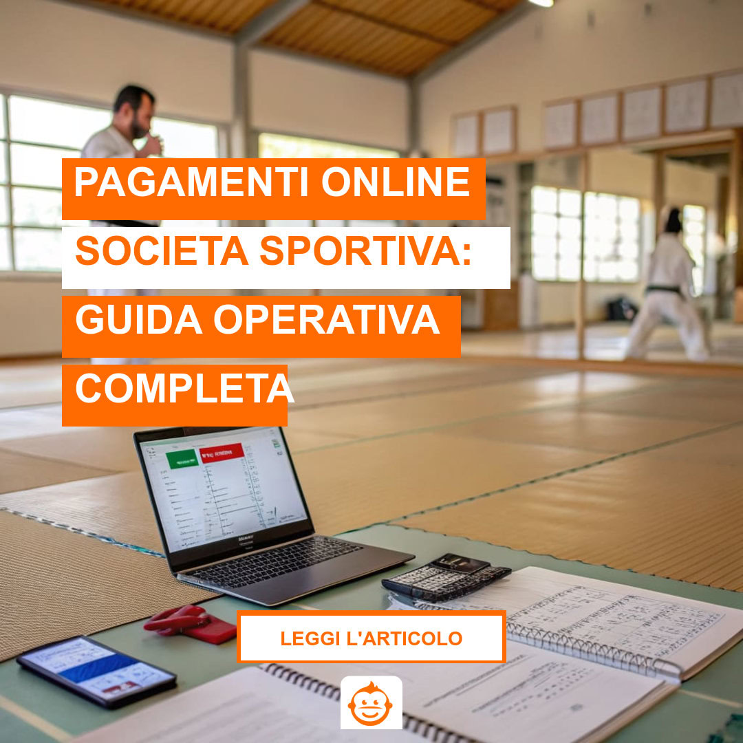 Gestione pagamenti online società sportiva con sistema digitale in palestra di arti marziali