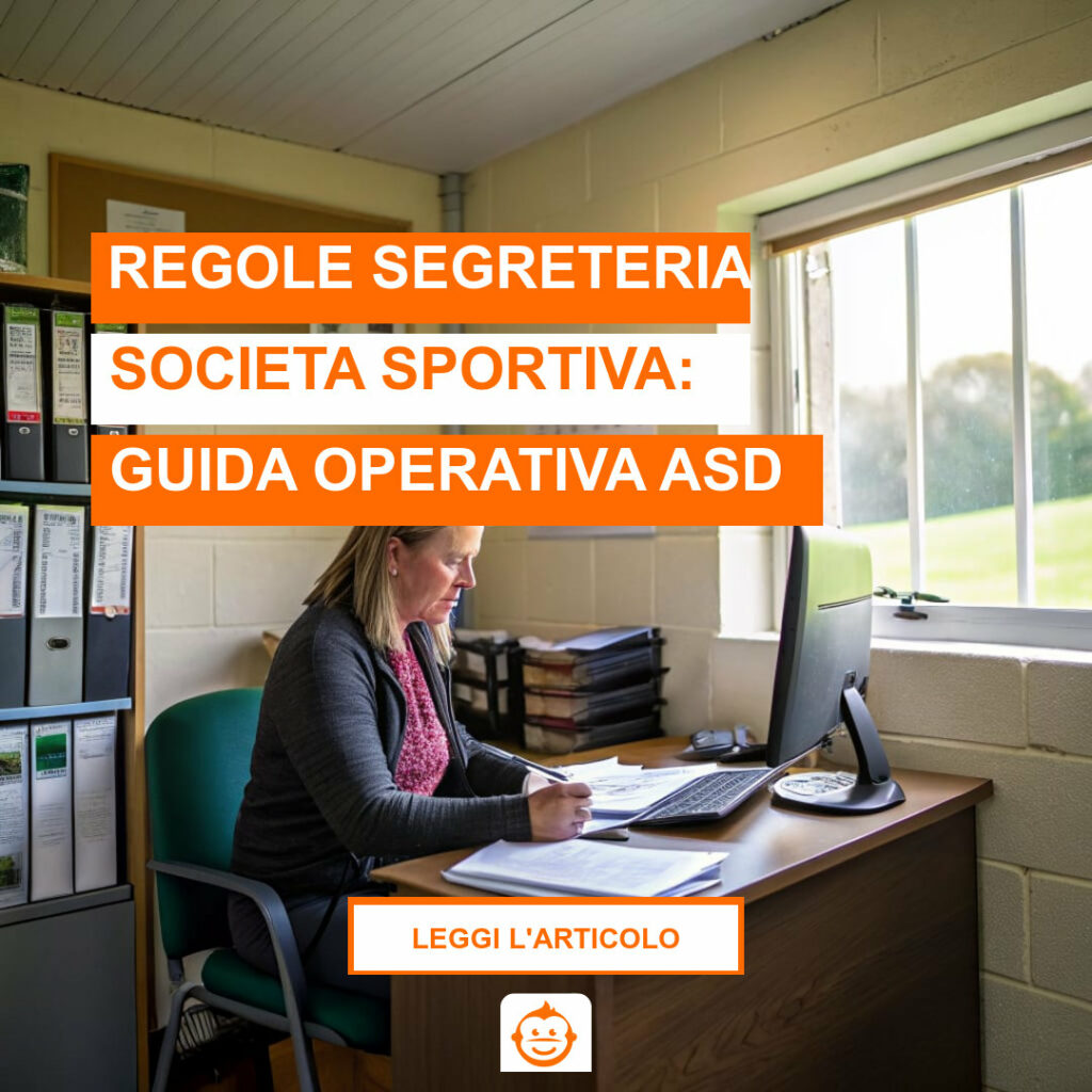 Responsabile segreteria società sportiva al lavoro su procedure operative e gestione iscrizioni