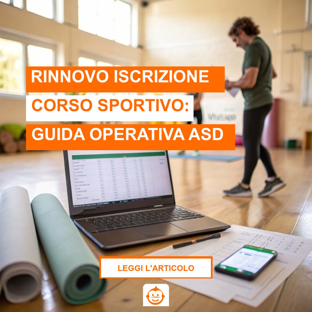 Gestione rinnovo iscrizione corso sportivo con checklist e promemoria in una piccola ASD