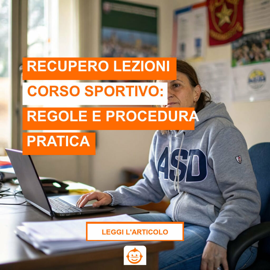 Presidente di ASD italiana gestisce recupero lezioni corso sportivo con registro presenze e gestionale