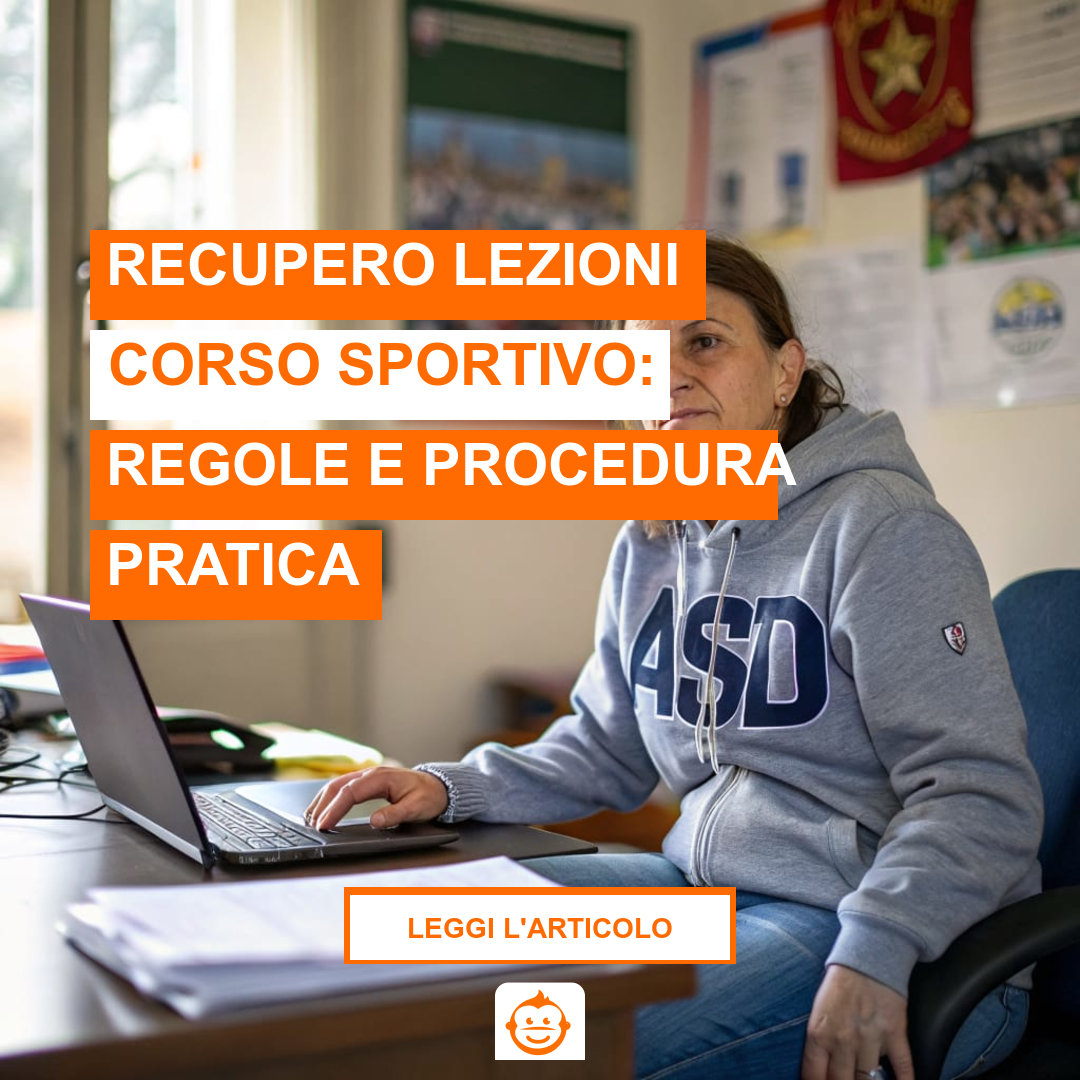 Presidente di ASD italiana gestisce recupero lezioni corso sportivo con registro presenze e gestionale