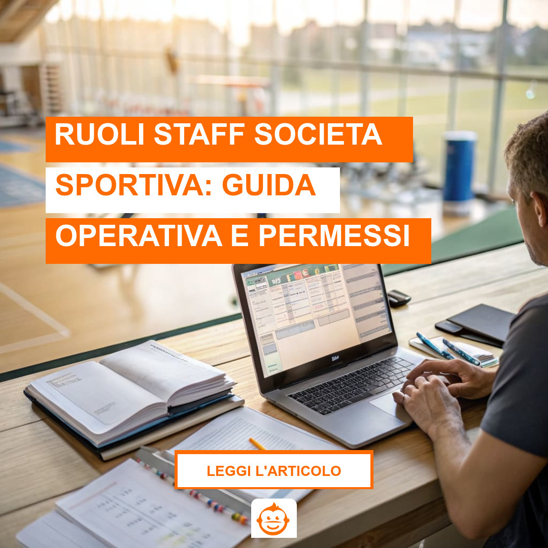 Gestione ruoli staff società sportiva con sistema di permessi e responsabilità per segreteria sportiva